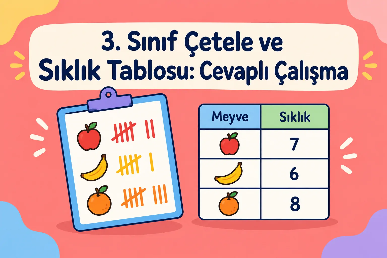 3. Sınıf Çetele ve Sıklık Tablosu: Cevaplı Çalışma